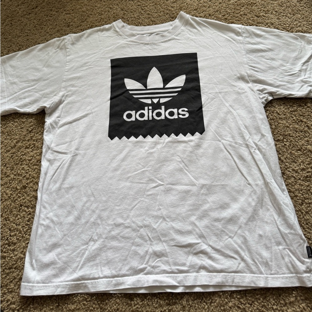 Adidas Men's White Tee with Black Logo